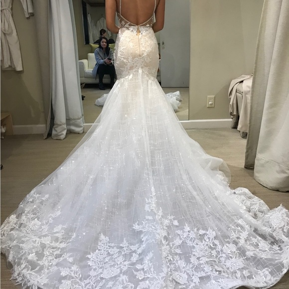 Deep V, Low Back Wedding Dress that Sparkles - Picture 4 of 6